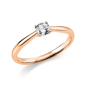 Solitaire Ring 4er-Krappe 18kt Rotgold mit 0,25ct Diamanten