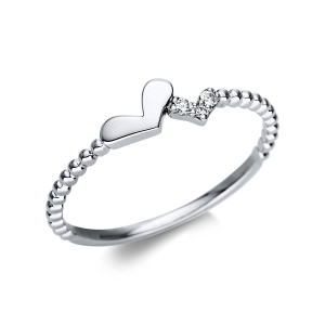 Ring  14kt Weißgold  Herz mit 0,04ct Diamanten