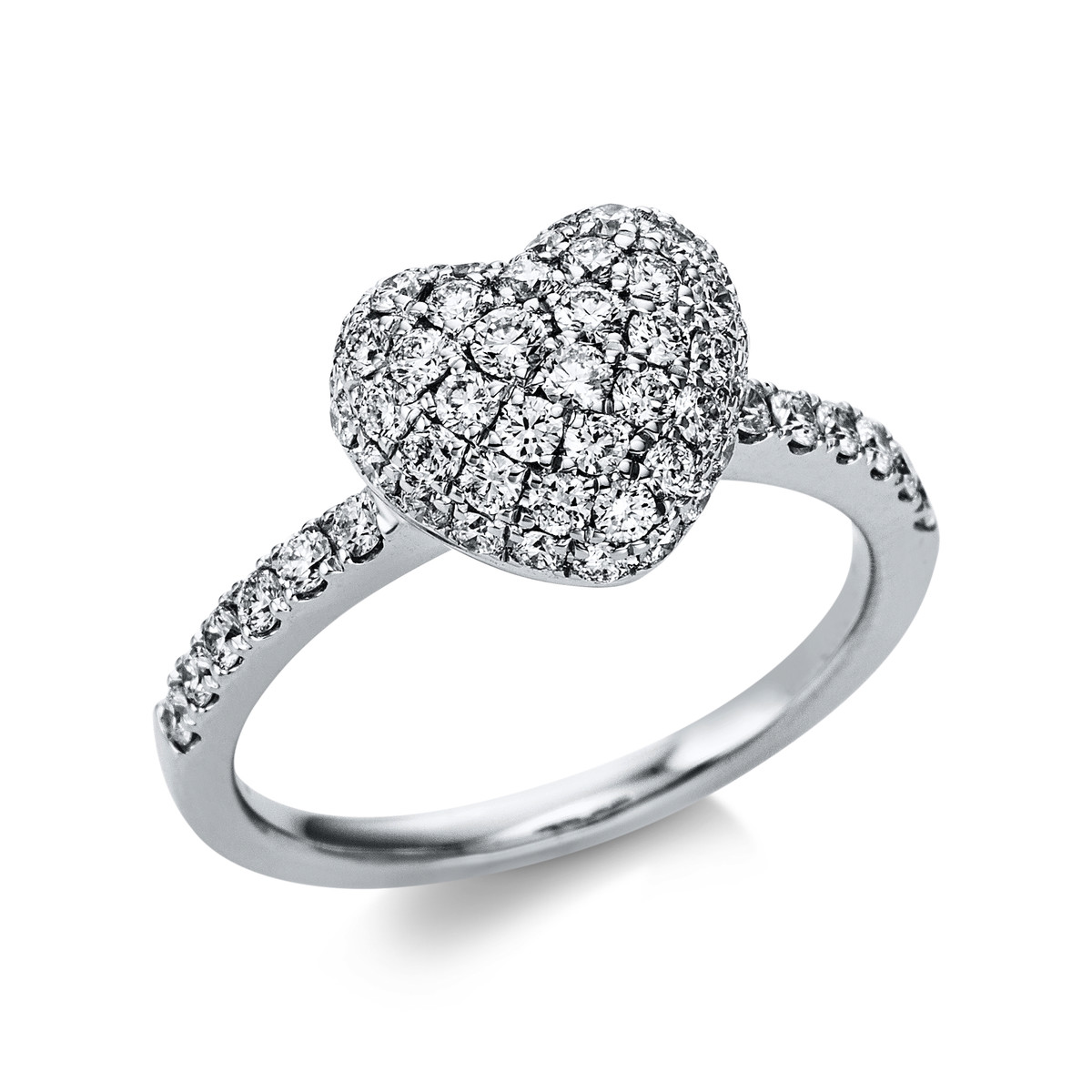Pavé Ring  18kt Weißgold  Herz mit 0,92ct Diamanten