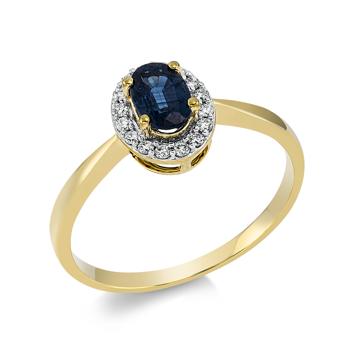 Ring 4er-Krappe 18 kt GG, Fassung rhodiniert