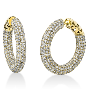 Pavé Creolen  18kt Gelbgold mit 16,34ct Diamanten