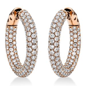 Pavé Creolen  18kt Rotgold mit 4,69ct Diamanten