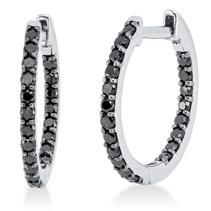 Creolen 18 kt WG, Fassung schwarz rhodiniert