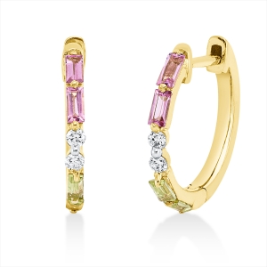 Creolen 18 kt GG, Fassung rhodiniert