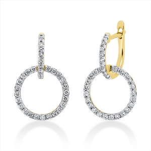 Ohrschmuck 18 kt GG Kreis, Fassung rhodiniert