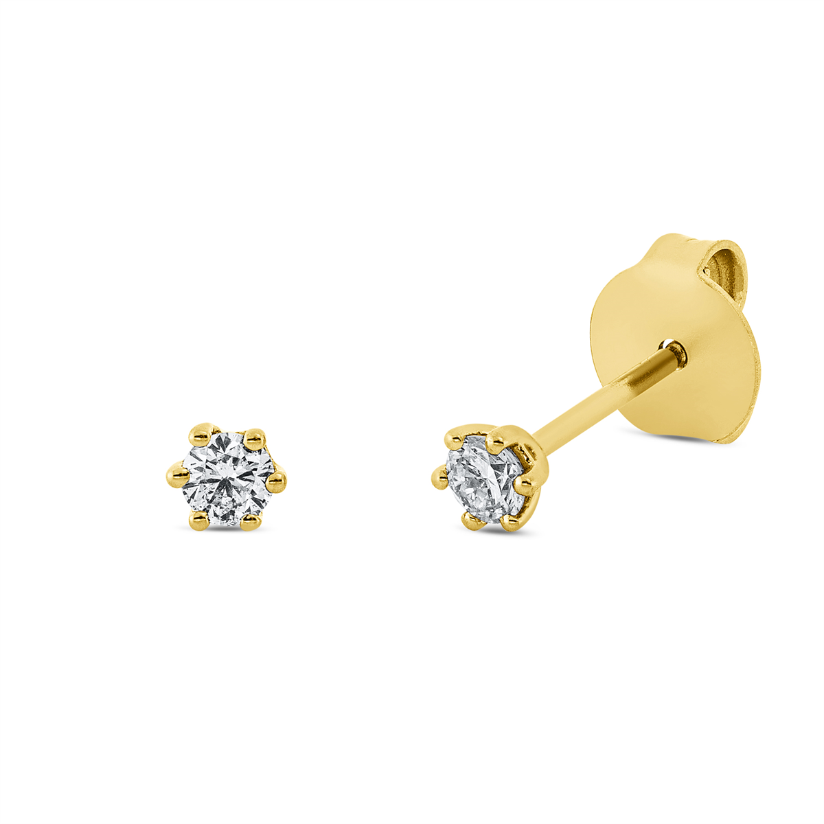 Solitaire Ohrstecker 6er-Krappe 18kt Gelbgold mit 0,17ct Diamanten