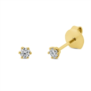 Solitaire Ohrstecker 6er-Krappe 18kt Gelbgold mit 0,17ct Diamanten