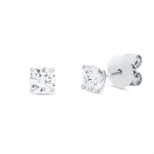 Solitaire Ohrstecker 4er-Krappe 18kt Weißgold GIA5523626184+GIA3525623103 6,0mm butterfly, 2 grove pins mit 0,80ct Diamanten