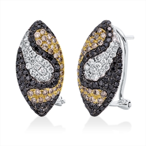 Ohrschmuck 18 kt WG+GG, Fassung teils schwarz rhodinie