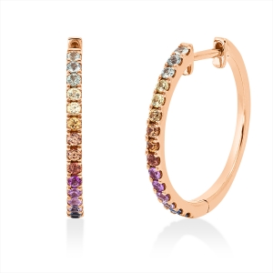 Creolen 18 kt RG, green,yellow,orange,pink,blue