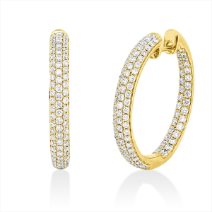 Pavé Creolen  18kt Gelbgold mit 1,53ct Diamanten