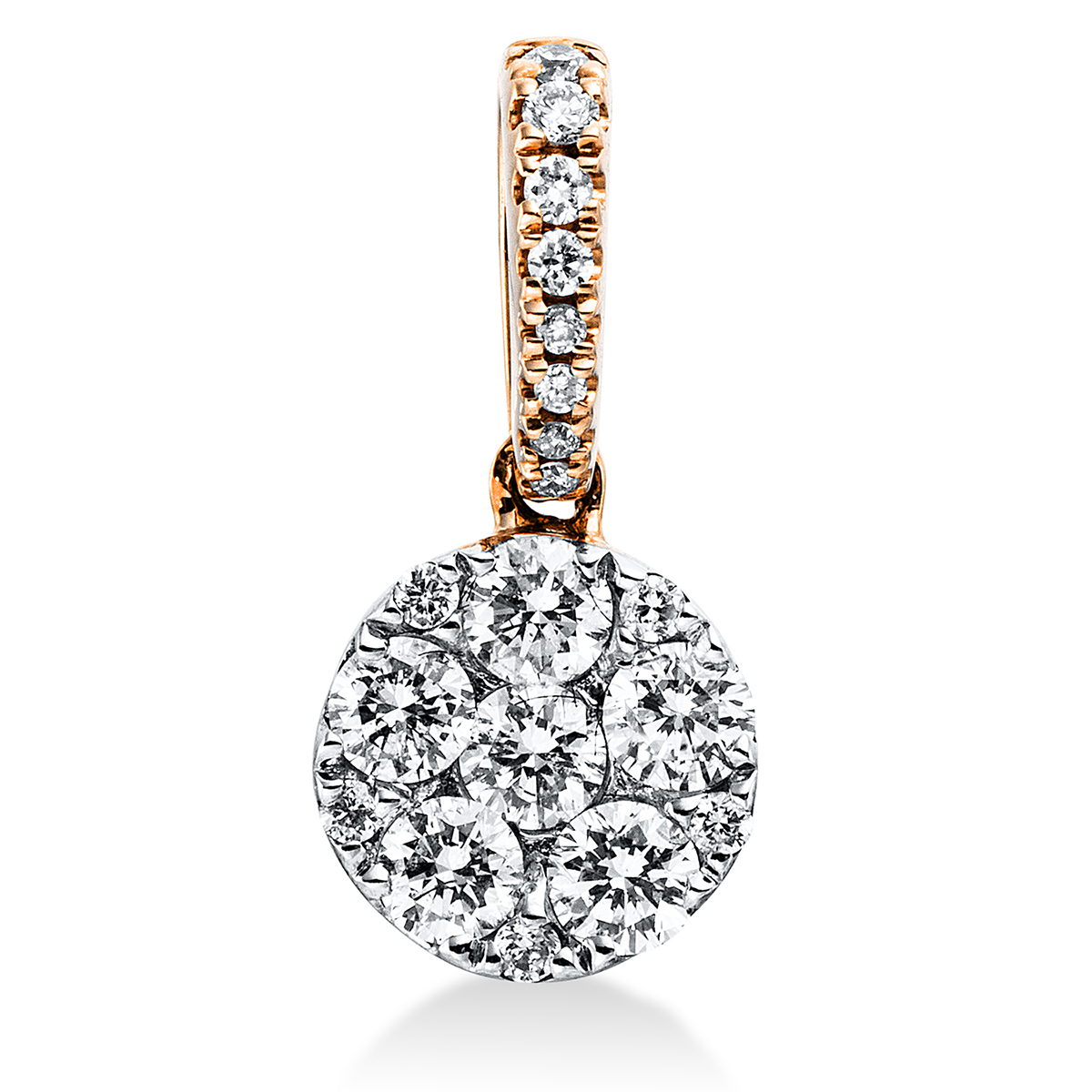 Anhänger 18 kt RG, Fassung rhodiniert