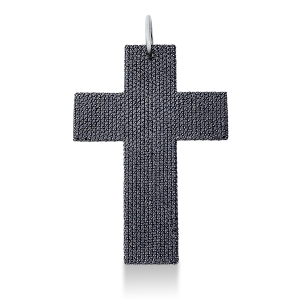 Anhänger 18 kt WG Kreuz, schwarz rhodiniert