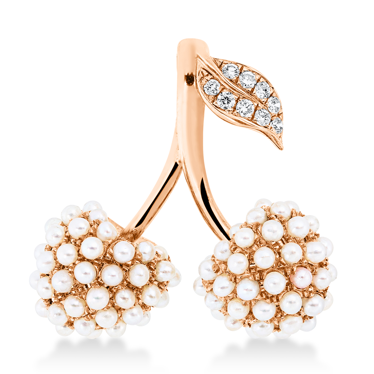 Anhänger  18kt Rotgold mit Öse Kirsche mit 0,07ct Diamanten