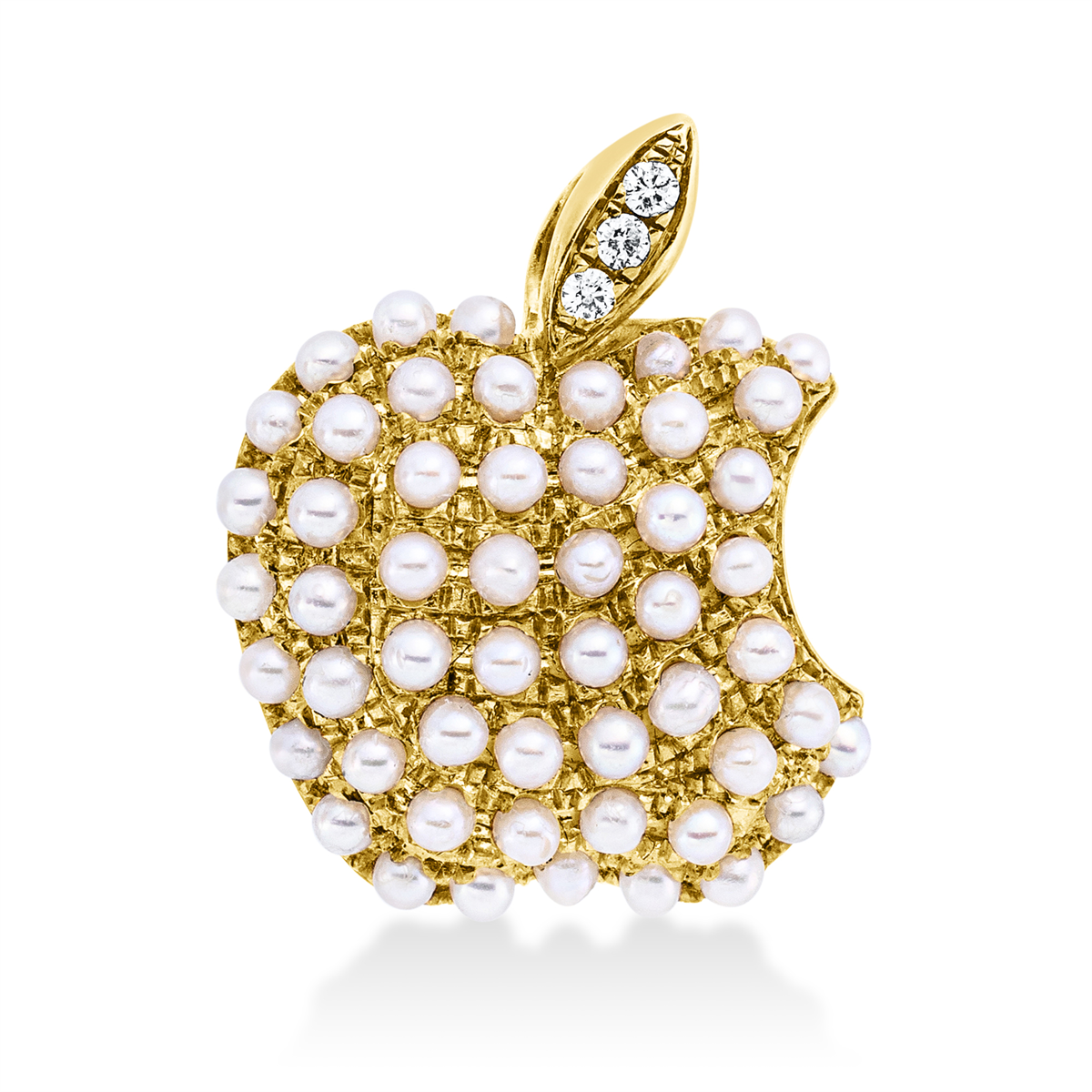 Anhänger  18kt Gelbgold mit Öse Apfel mit 0,02ct Diamanten