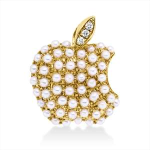 Anhänger  18kt Gelbgold mit Öse Apfel mit 0,02ct Diamanten