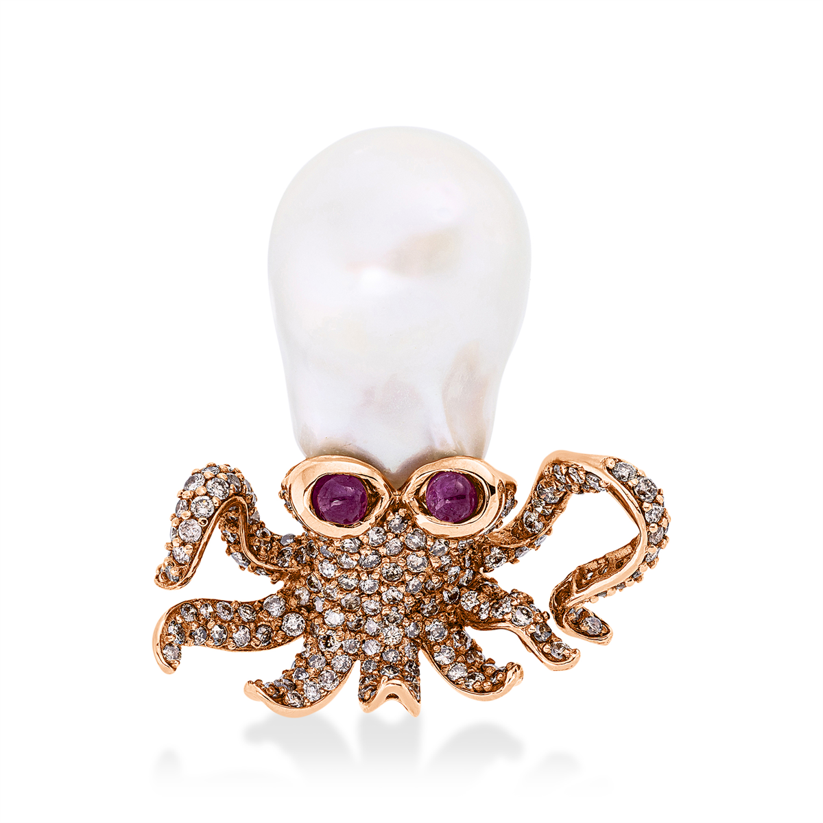 Anhänger 18 kt RG Oktopus, Fassung teils schwarz rhodinie