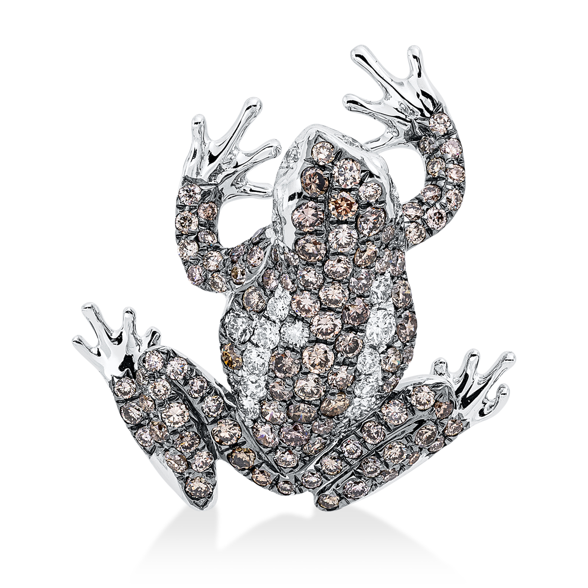 Anhänger 18 kt WG Frosch, Fassung schwarz rhodiniert