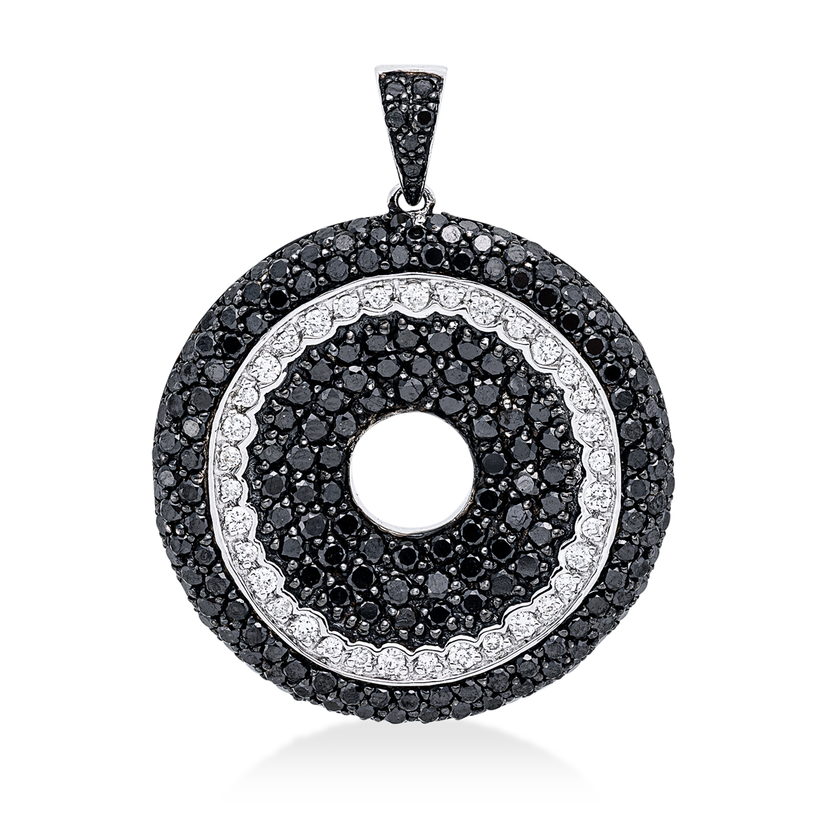 Anhänger 18 kt WG, Fassung teils schwarz rhodinie