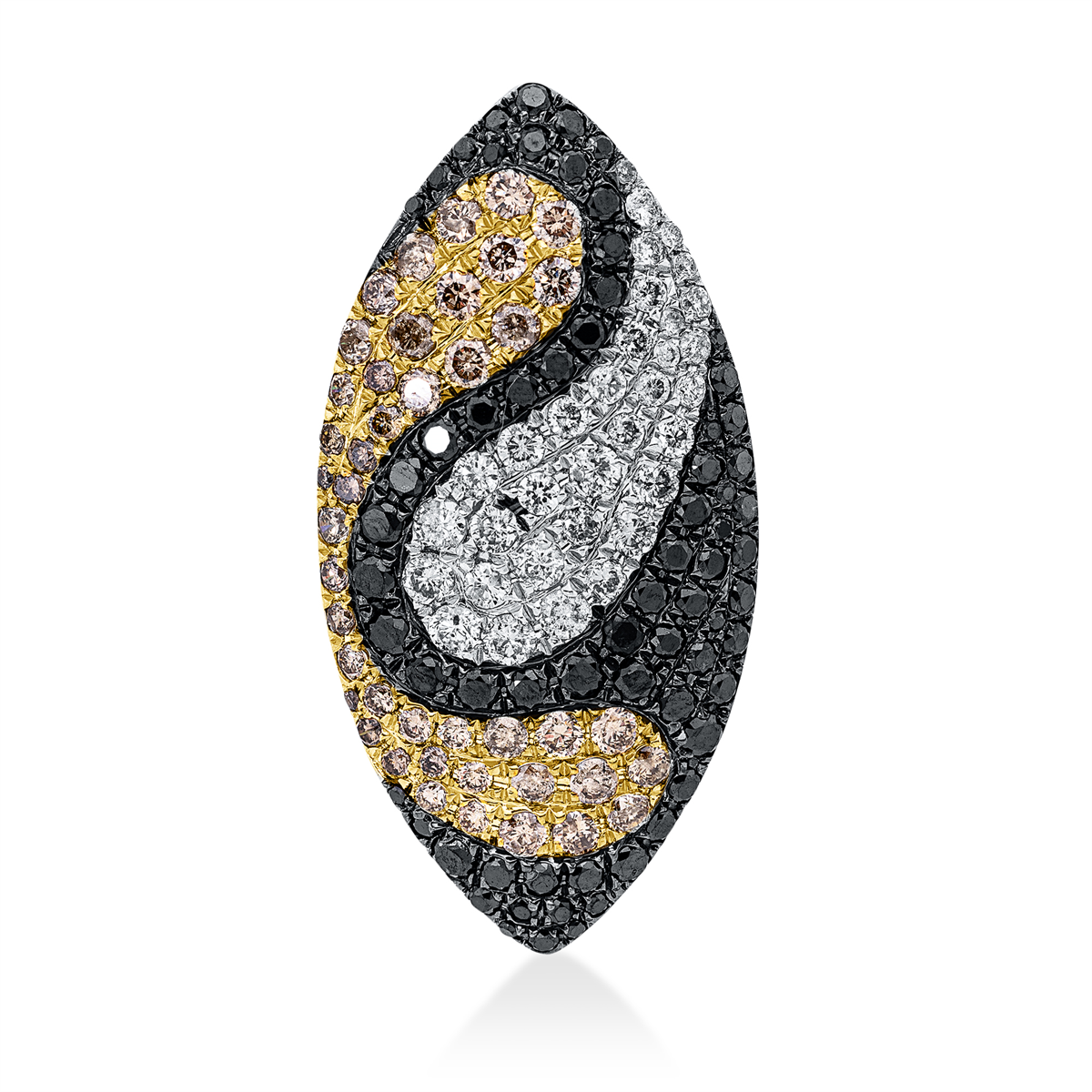 Anhänger 18 kt WG+GG, Fassung teils schwarz rhodinie