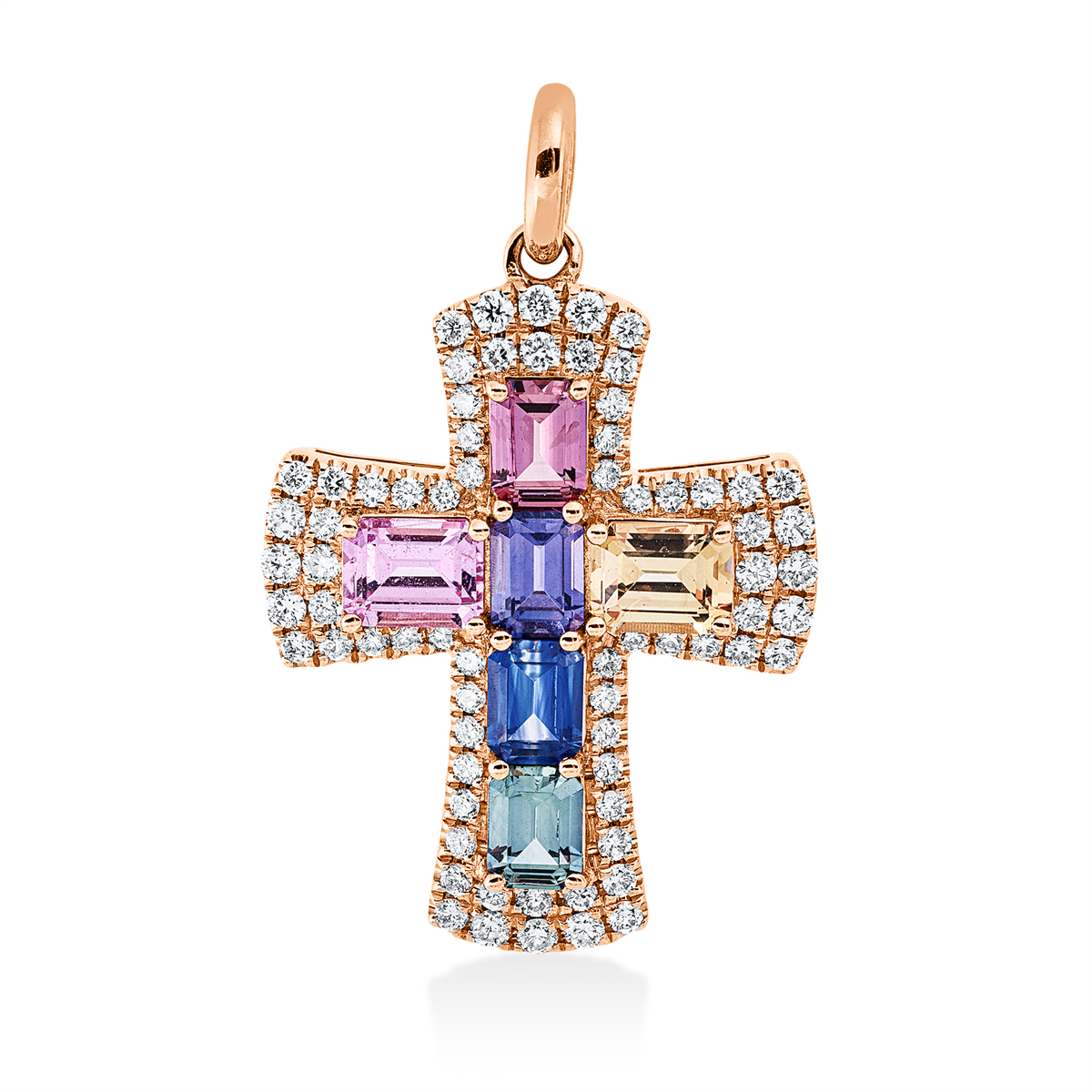 Anhänger 18 kt RG Kreuz, mit Öse