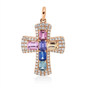 Anhänger 18 kt RG Kreuz, mit Öse