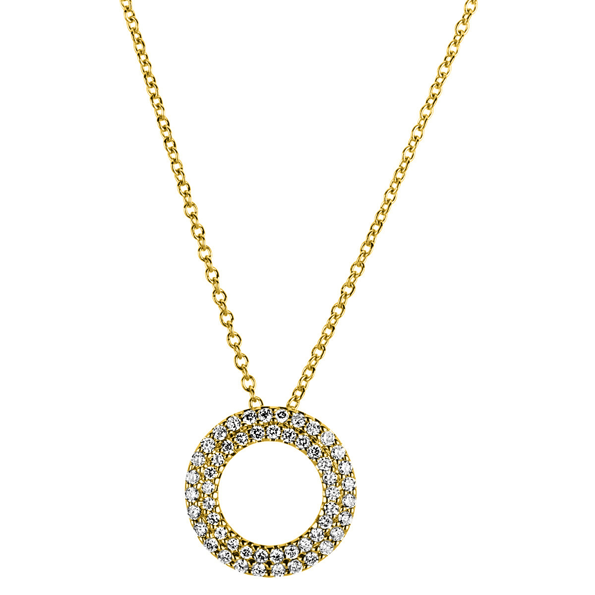 Pavé Collier  14kt Gelbgold  Kreis mit 0,17ct Diamanten