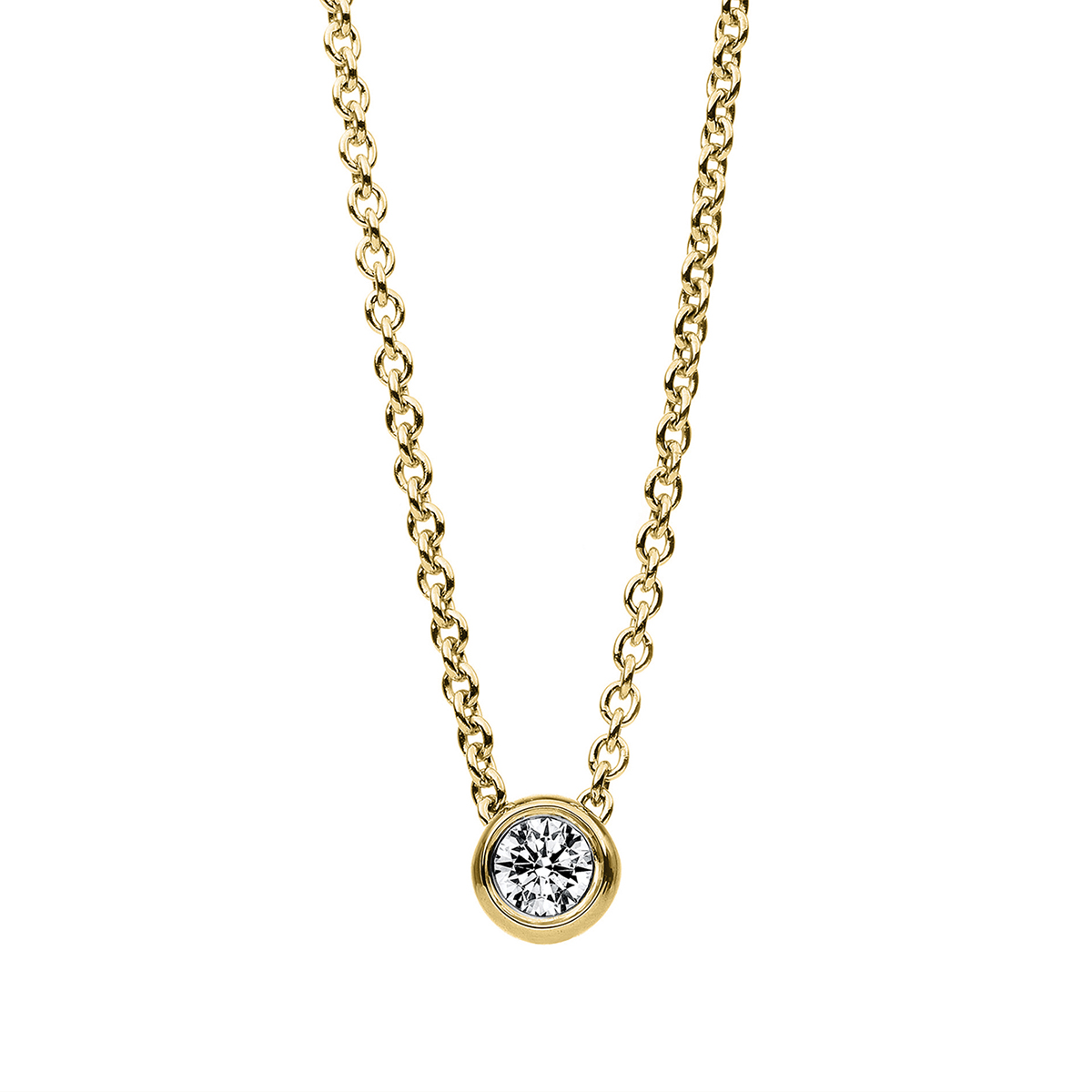 Solitaire Collier Zarge 18kt Gelbgold mit ZÖ 42.5 & 40 cm mit 0,10ct Diamanten