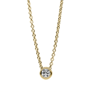 Solitaire Collier Zarge 18kt Gelbgold mit ZÖ 42.5 & 40 cm mit 0,10ct Diamanten