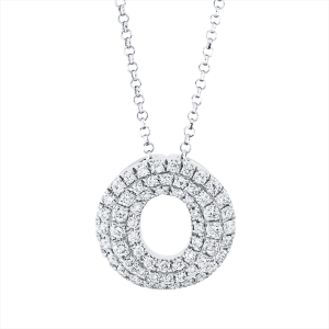 Pavé Collier  18kt Weißgold mit ZÖ 38,1 cm + 40,6 cm Kreis mit 0,40ct Diamanten