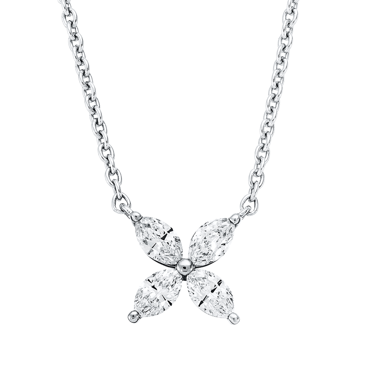 Collier 18 kt WG, mit ZÖ 40,6 cm & 43,2 cm