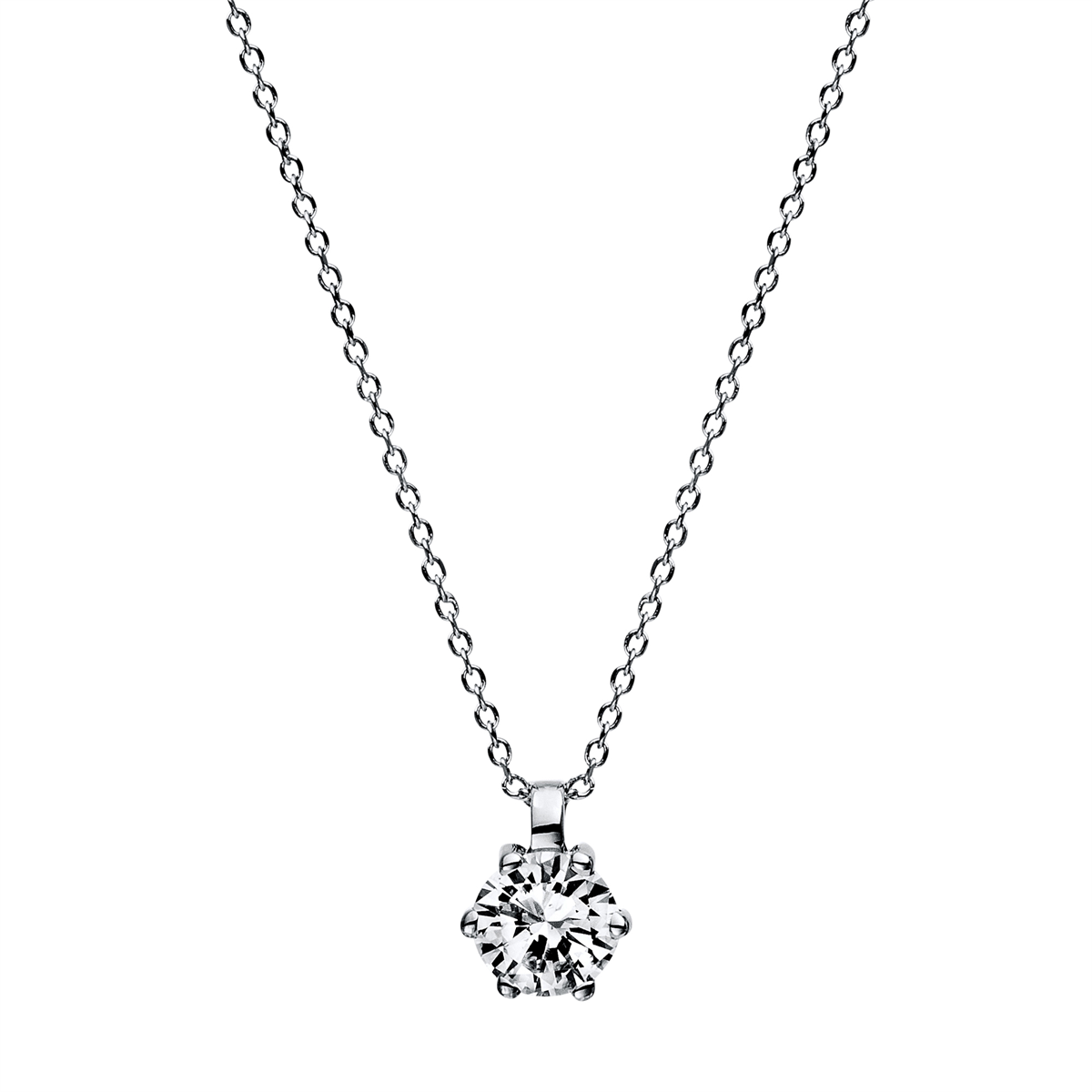 Solitaire Collier 6er-Krappe 14kt Weißgold mit 0,25ct Diamanten