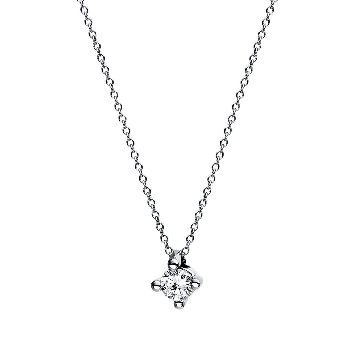 Solitaire Collier 4er-Krappe 14kt Weißgold mit 0,10ct Diamanten