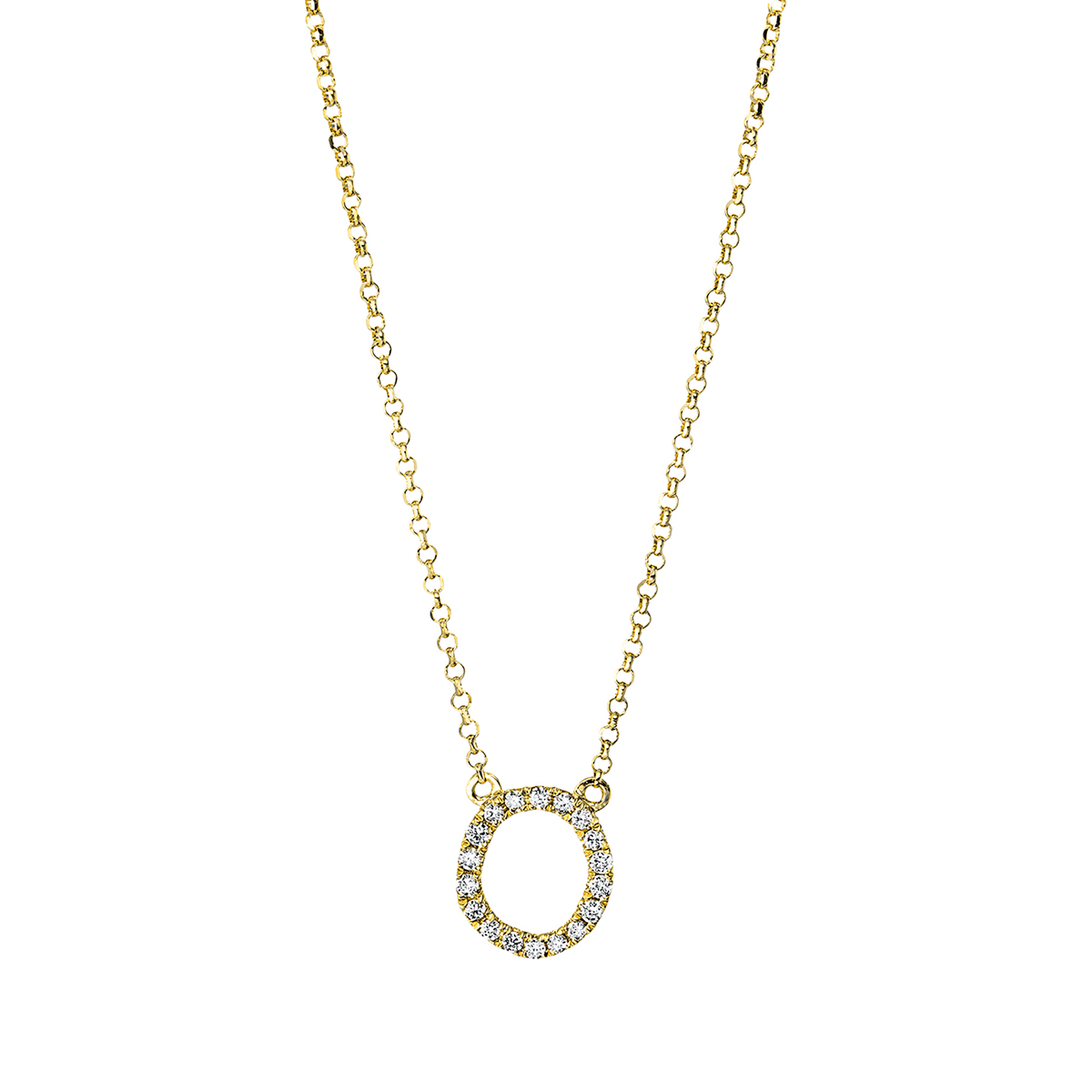 Collier  18kt Gelbgold mit ZÖ 38.1 cm + 40.6 cm Kreis mit 0,08ct Diamanten
