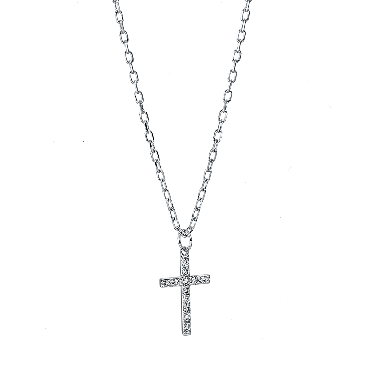 Collier 18 kt WG Kreuz, mit Öse