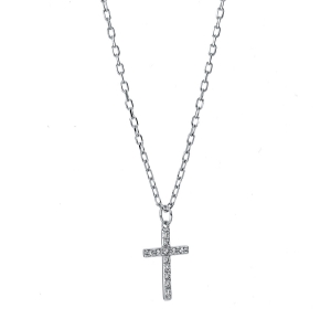 Collier 18 kt WG Kreuz, mit Öse