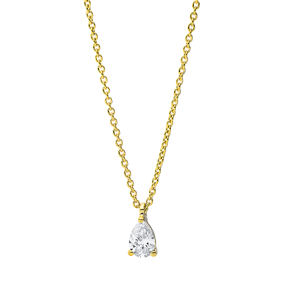 Solitaire Collier 3er-Krappe 18kt Gelbgold mit ZÖ 42 cm mit 0,20ct Diamanten