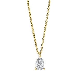 Solitaire Collier 3er-Krappe 18kt Gelbgold mit ZÖ 42 cm Tropfen mit 0,41ct Diamanten