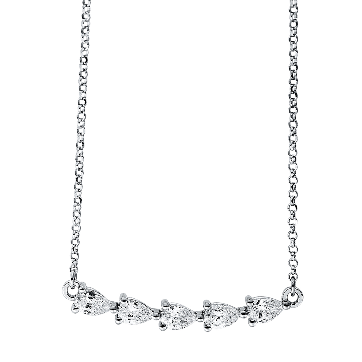 Collier 18 kt WG, mit ZÖ 38 cm + 40,6 cm