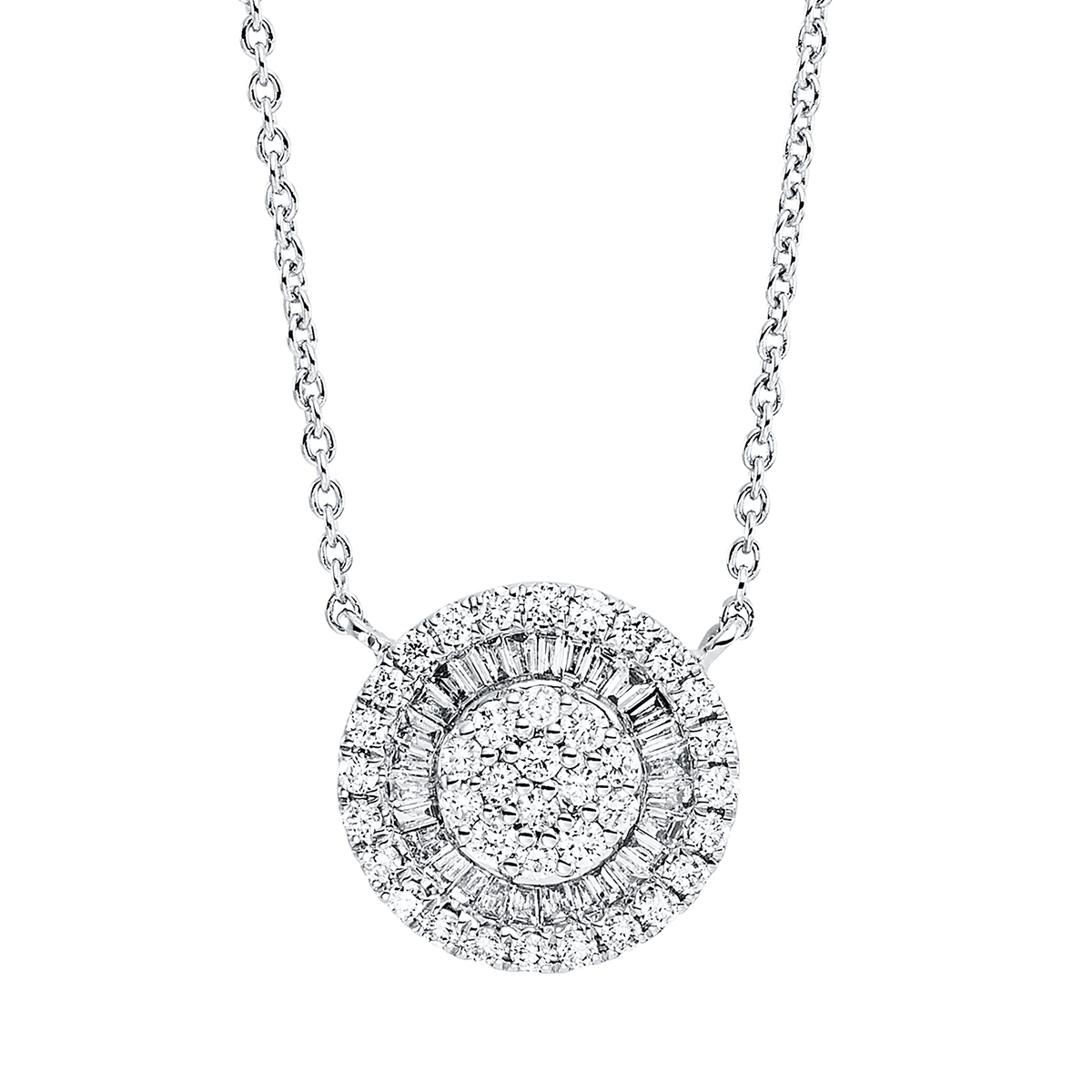 Collier 18 kt WG, mit ZÖ 40 cm + 43 cm