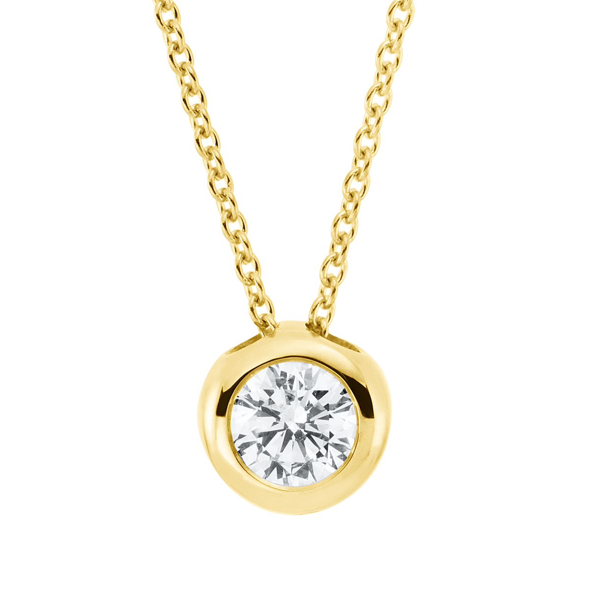 Solitaire Collier Zarge 18kt Gelbgold mit ZÖ 42 cm mit 0,24ct Diamanten