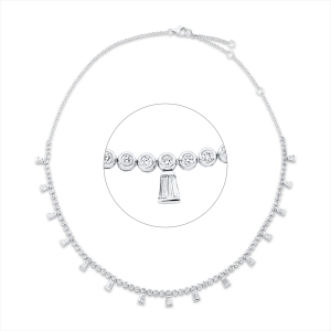 Collier 18 kt WG, mit ZÖ 35,5 + 38 + 40,6 cm