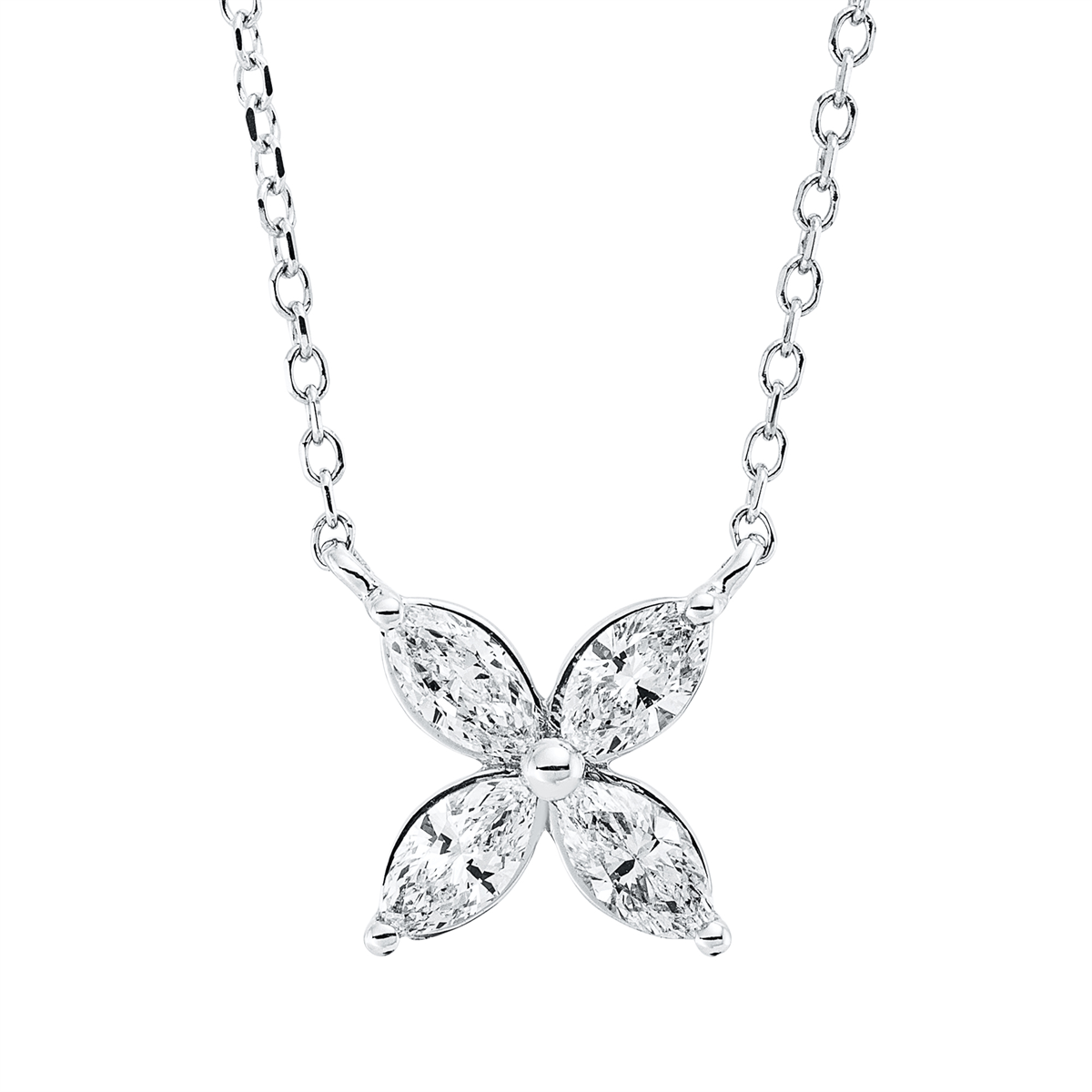 Collier 18 kt WG, mit ZÖ 40 cm + 42 cm