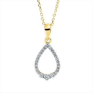 Collier 18 kt GG Tropfen, mit ZÖ 42 cm, Fassung rhodiniert