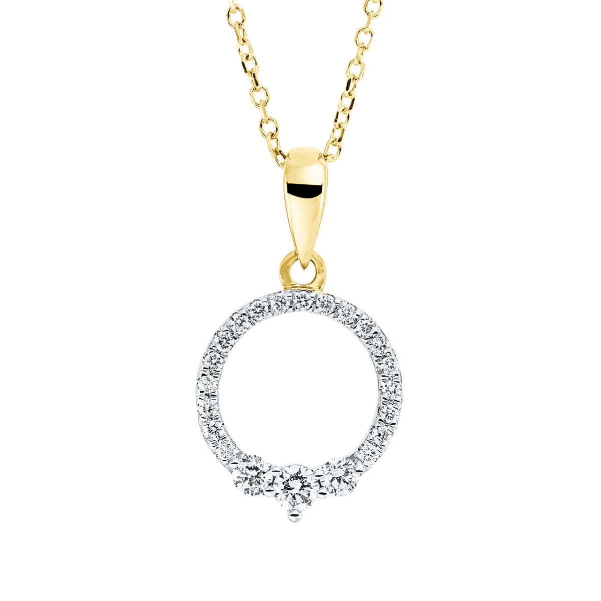 Collier 18 kt GG Kreis, Fassung rhodiniert, ZÖ 42 cm