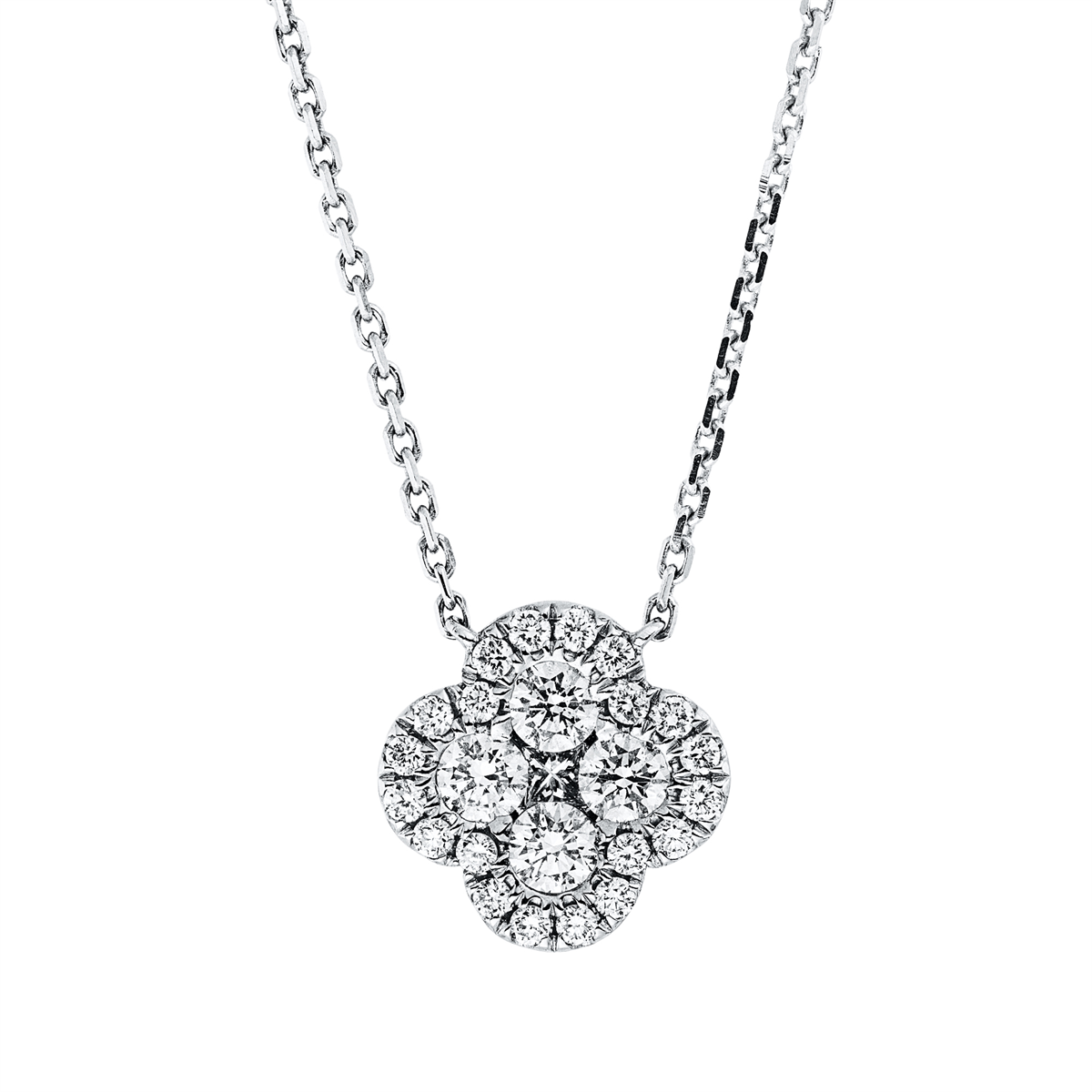 Collier 18 kt WG, mit ZÖ 40 cm + 43 cm