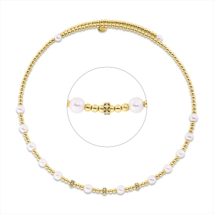 Collier  18kt Gelbgold Fassung rhodiniert mit 0,08ct Diamanten