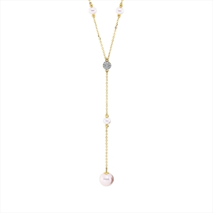 Collier  18kt Gelbgold Fassung rhodiniert mit 0,08ct Diamanten