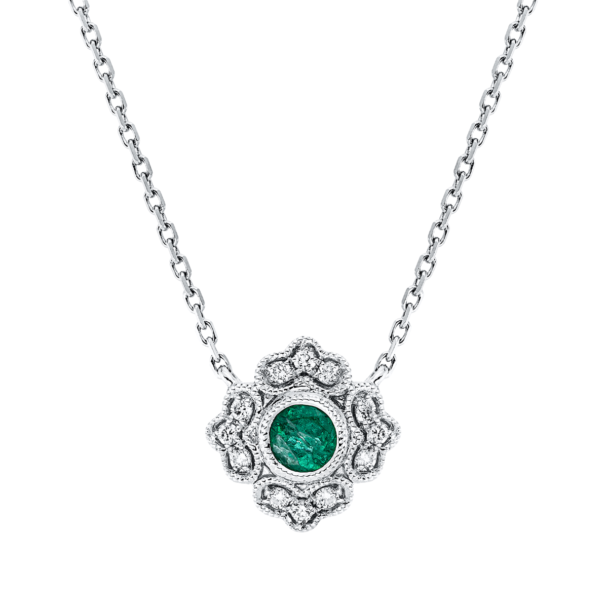 Collier 18 kt WG, mit ZÖ 40 cm + 43 cm