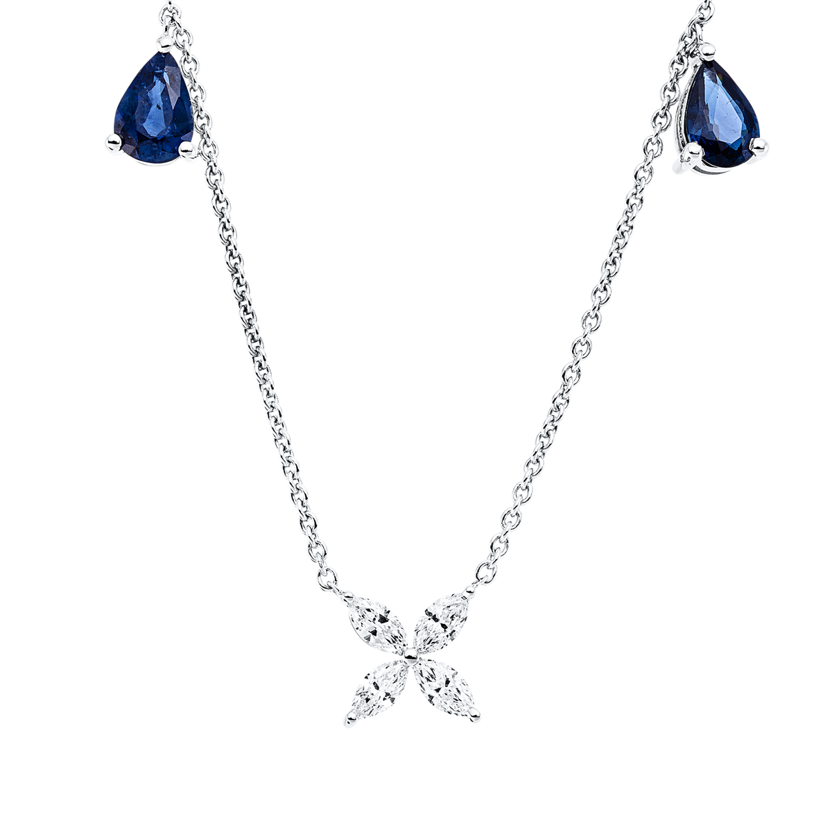 Collier 18 kt WG, mit ZÖ 40 cm + 43 cm